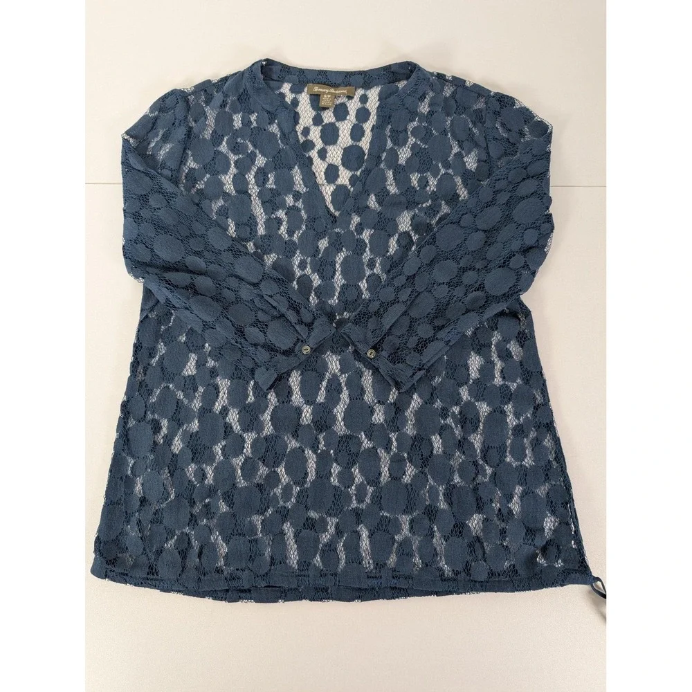 Tommy Bahama Lace Pullover Womens Small Sheer Crochet‎ Beach Cover Blouse Top